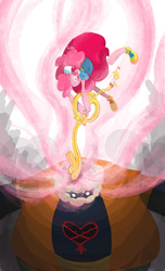 Size: 2550x4184 | Tagged: safe, artist:thedodobirdsong, pinkie pie, human, g4, crossover, disney, fat bandit, heartless, humanized, key of laughter, keyblade, kingdom hearts