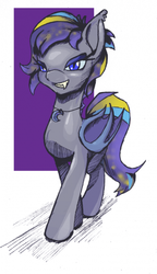 Size: 287x500 | Tagged: safe, artist:copymirror, oc, oc only, oc:night lark, bat pony, pony, female, mare, solo