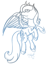 Size: 750x1000 | Tagged: safe, artist:midnightsix3, princess luna, lunadoodle, g4, female, monochrome, s1 luna, solo