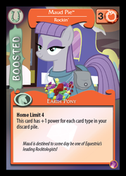 Size: 341x476 | Tagged: safe, enterplay, maud pie, g4, my little pony collectible card game, rock n rave, bedroom eyes, ccg, female, rock candy necklace, smiling, solo, when she smiles