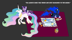 Size: 960x540 | Tagged: safe, princess celestia, princess luna, twilight sparkle, g4, monopoly, monopony