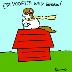 Size: 720x720 | Tagged: safe, artist:fillialcacophony, fluffy pony, doghouse, parody, poopie, red baron, snoopy, solo, ww1 flying ace