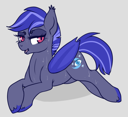 Size: 413x380 | Tagged: safe, artist:lulubell, oc, oc only, oc:night watch, bat pony, pony, solo, sweat