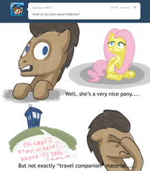 Size: 1008x1152 | Tagged: safe, doctor whooves, fluttershy, time turner, g4, ask, askdrwhooves, comic, crossover, tardis, tumblr