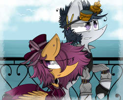 Size: 4215x3444 | Tagged: safe, artist:scootaloocuteness, rumble, scootaloo, g4, clothes, dress, female, goggles, male, ship:rumbloo, shipping, steampunk, straight