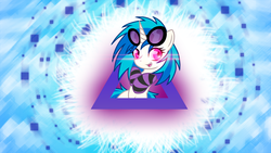 Size: 1920x1080 | Tagged: safe, artist:he4rtofcourage, artist:lugiponi, dj pon-3, vinyl scratch, pony, unicorn, g4, clothes, cute, female, mare, socks, solo, striped socks, vector, vinyl's glasses, wallpaper