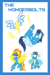 Size: 1400x2100 | Tagged: safe, artist:annakitsun3, fleetfoot, soarin', spitfire, pegasus, pony, g4, wonderbolts, wonderbolts uniform