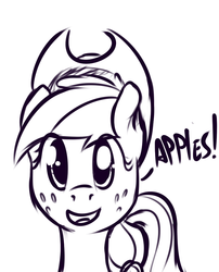 Size: 792x981 | Tagged: safe, artist:mostazathy, applejack, g4, female, grayscale, monochrome, profile, simple background, solo, that pony sure does love apples