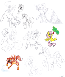 Size: 2480x2908 | Tagged: safe, artist:tiitcha, fluttershy, pinkie pie, rarity, oc, g4, clothes, dress, high res, sketch dump