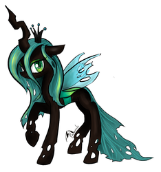 Size: 960x1024 | Tagged: safe, artist:dueswals, queen chrysalis, changeling, changeling queen, g4, crown, female, jewelry, regalia, solo