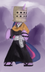 Size: 418x666 | Tagged: safe, artist:magello, twilight sparkle, g4, female, japanese, monk, solo