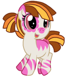 Size: 643x684 | Tagged: safe, artist:starryoak, oc, oc only, hybrid, zebra, cute, magical lesbian spawn, offspring, parent:apple bloom, parent:zecora, parents:zecobloom, simple background, solo, transparent background