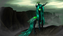 Size: 4200x2400 | Tagged: safe, artist:toxicpon, queen chrysalis, changeling, changeling queen, g4, crown, female, jewelry, regalia, solo