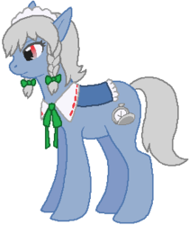 Size: 277x329 | Tagged: safe, artist:thecompleteanimorph, pony, female, izayoi sakuya, mare, ponified, solo, touhou