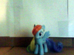 Size: 640x480 | Tagged: safe, edit, rainbow dash, g4, cute, dashabetes, hairstyling, irl, merchandise, photo, pony toy, show accurate hair, solo