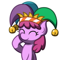 Size: 1280x1200 | Tagged: safe, artist:redenchilada, berry punch, berryshine, g4, cute, female, hat, jester hat, solo