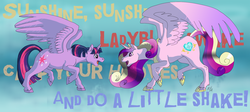 Size: 2020x908 | Tagged: safe, artist:carnivorouscaribou, princess cadance, twilight sparkle, alicorn, pony, g4, duo, female, mare, twilight sparkle (alicorn)