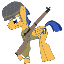 Size: 1000x1000 | Tagged: safe, artist:jrapcdaikari, flash sentry, g4, clothes, copied, gun, m1 garand, male, solo, uniform