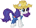 Size: 116x92 | Tagged: safe, artist:botchan-mlp, rarity, pony, unicorn, g4, animated, desktop ponies, droopy drawers, eyes closed, female, grin, hat, horses doing horse things, itchy, mare, raised leg, rarihick, scratching, simple background, smiling, solo, sprite, straw hat, tail, tail hole, transparent background