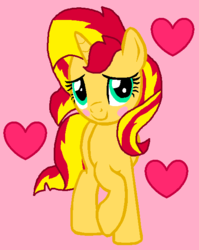 Size: 489x615 | Tagged: safe, artist:iceagelover, sunset shimmer, pony, unicorn, g4, blushing, female, heart, looking at you, solo