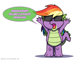 Size: 800x629 | Tagged: safe, artist:ladyanidraws, rainbow dash, spike, dragon, g4, male, new rainbow dash, simple background, solo, transparent background, wig