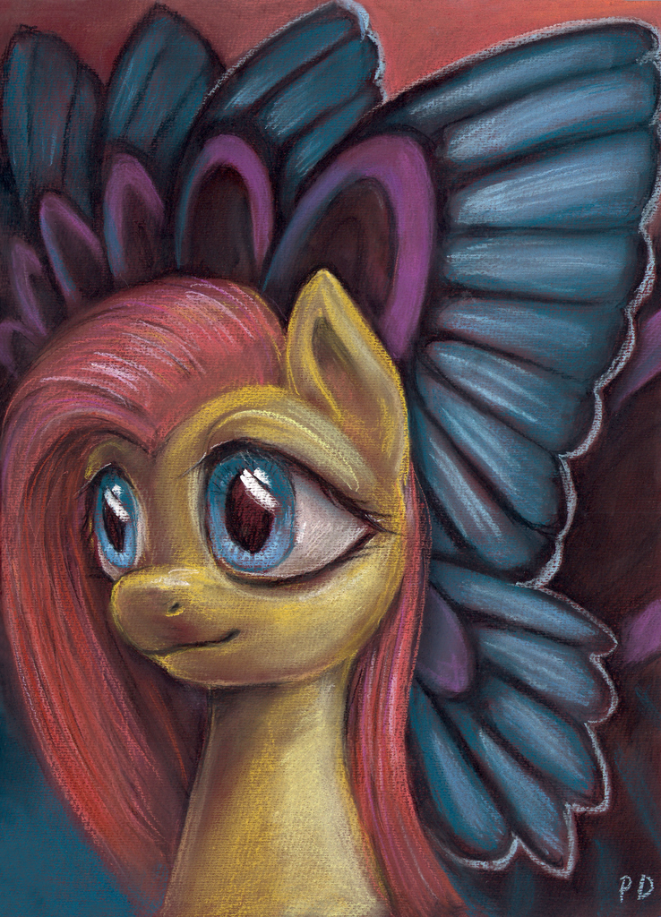 Safe Artist Kaermter Fluttershy Bust Female Solo