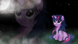 Size: 1920x1080 | Tagged: safe, artist:jeatz-axl, artist:leonbrony, artist:mamandil, artist:starshinecelestalis, twilight sparkle, g4, alternate hairstyle, female, moon, night, solo, vector, wallpaper