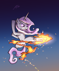 Size: 1000x1200 | Tagged: dead source, safe, artist:lovelyneckbeard, fleur-de-lis, pony, unicorn, g4, action pose, belly, concave belly, female, fire, jumping, kick, mare, slender, smiling, smirk, solo, thin