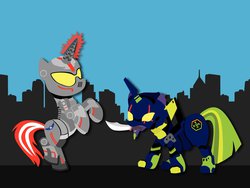 Size: 1024x768 | Tagged: artist needed, safe, pony, unicorn, crossover, eva, eva-01, gipsy danger, jaeger, mecha, neon genesis evangelion, pacific rim, ponified, prog knife