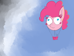 Size: 1600x1200 | Tagged: safe, artist:magical disaster, pinkie pie, g4, :3, balloon, female, sky, solo