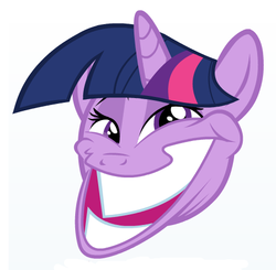 Size: 488x479 | Tagged: safe, artist:mikesouthmoor, twilight sparkle, g4, cropped, faic, female, meme, reaction image, simple background, solo, trollface, white background