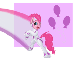 Size: 3000x3000 | Tagged: safe, artist:sonson-sensei, fili-second, pinkie pie, earth pony, pony, g4, power ponies (episode), bipedal, cutie mark, female, mare, one eye closed, open mouth, power ponies, smiling, solo, wink