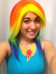 Size: 480x640 | Tagged: safe, artist:magyktrix, rainbow dash, human, g4, cosplay, irl, irl human, photo, solo