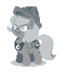 Size: 336x392 | Tagged: safe, artist:mrponiator, princess luna, alicorn, pony, moonstuck, animated, cartographer's cap, cute, female, filly, grayscale, hat, lunabetes, monochrome, pixel art, simple background, solo, transparent background, weapons-grade cute, woona