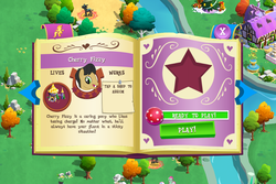 Size: 960x640 | Tagged: safe, gameloft, screencap, banana bliss, cherry cola, cherry fizzy, earth pony, pony, g4, introduction card, male, out of context, stallion