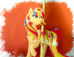 Size: 3232x2496 | Tagged: safe, artist:katrina-mae, sunset shimmer, pony, unicorn, g4, carousel, female, high res, solo