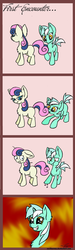 Size: 1024x3413 | Tagged: dead source, safe, artist:alexcreations, bon bon, lyra heartstrings, sweetie drops, earth pony, pony, unicorn, g4, blank flank, cannibalism, comic, duo, female, mare, pure unfiltered evil, tail bite, younger