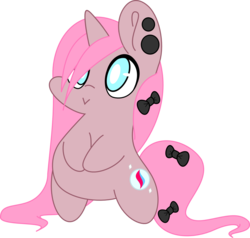 Size: 1554x1480 | Tagged: safe, artist:candy-vanity, oc, oc only, oc:candy glass, pony, :>, bipedal, bow, chibi, piercing, simple background, smiling, solo, style emulation, transparent background, vector