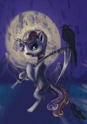 Size: 2006x2857 | Tagged: safe, artist:php154, sweetie belle, g4, bipedal, female, grim reaper, high res, scythe, solo