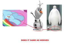 Size: 2437x1587 | Tagged: safe, baymax, big hero 6, engrish, frozen (movie), grammar error, hooves, meme, olaf, op is a duck