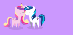 Size: 597x292 | Tagged: safe, artist:agrol, part of a set, princess cadance, queen chrysalis, shining armor, changeling, a canterlot wedding, g4, season 2, animated, disguise, disguised changeling, eyes closed, fake cadance, female, infidelity, male, nuzzling, open mouth, pointy ponies, raised eyebrow, shining armor is a goddamn moron, ship:shining chrysalis, shipping, simple background, smiling, straight, surprised, the fun has been doubled
