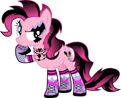 Size: 3718x3000 | Tagged: safe, artist:theshadowstone, pinkie pie, earth pony, pony, g4, alternate hairstyle, boots, female, goth, gothic, gothic pinkie, high res, it's not a phase, mare, ponymania, punkie pie, simple background, smiling, solo, tattoo, transparent background, vector