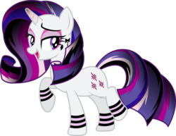 Size: 3886x3000 | Tagged: dead source, safe, artist:theshadowstone, rarity, pony, unicorn, g4, alternate hairstyle, eyeshadow, female, goth, gothic, gothic rarity, gothity, high res, mare, open mouth, piercing, ponymania, simple background, solo, tattoo, transparent background, vector