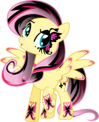 Size: 3000x3677 | Tagged: dead source, safe, artist:theshadowstone, fluttershy, pegasus, pony, g4, alternate hairstyle, emoshy, female, fluttergoth, goth, gothic, gothic fluttershy, high res, mare, ponymania, simple background, solo, tattoo, transparent background