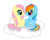 Size: 978x782 | Tagged: safe, artist:torudoesponies, fluttershy, rainbow dash, g4, cloud, cute, female, filly, lesbian, ship:flutterdash, shipping, simple background, transparent background, younger