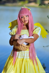 Size: 803x1204 | Tagged: artist needed, safe, fluttershy, human, g4, 2013, basket, cosplay, irl, irl human, photo, solo