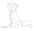 Size: 742x690 | Tagged: safe, artist:sombrathewolf, applejack, g4, collar, embarrassed, female, floppy ears, hat, leash, monochrome, sitting, sketch, solo