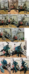 Size: 1600x4047 | Tagged: safe, artist:aachi-chan, queen chrysalis, g4, irl, progress, rearing, sculpture, solo, wip