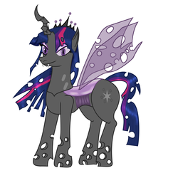 Size: 1500x1500 | Tagged: safe, artist:tentajack, twilight sparkle, changeling, changeling queen, g4, changelingified, corrupted, corrupted twilight sparkle, female, purple changeling, queen twilight, solo, species swap, twiling