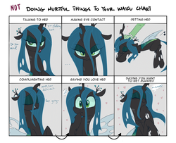 Size: 1600x1300 | Tagged: safe, artist:adequality, artist:jessy, queen chrysalis, oc, oc:anon, changeling, changeling queen, g4, burp, changeling feeding, cute, cutealis, doing loving things, eyes closed, female, heart, looking at you, meme, open mouth